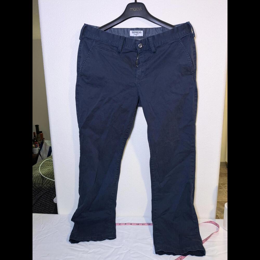 Express Slim Fit Navy Chino Pants for Men, Size 32x30